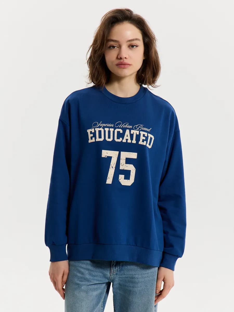 Свитшот свободного кроя с принтом