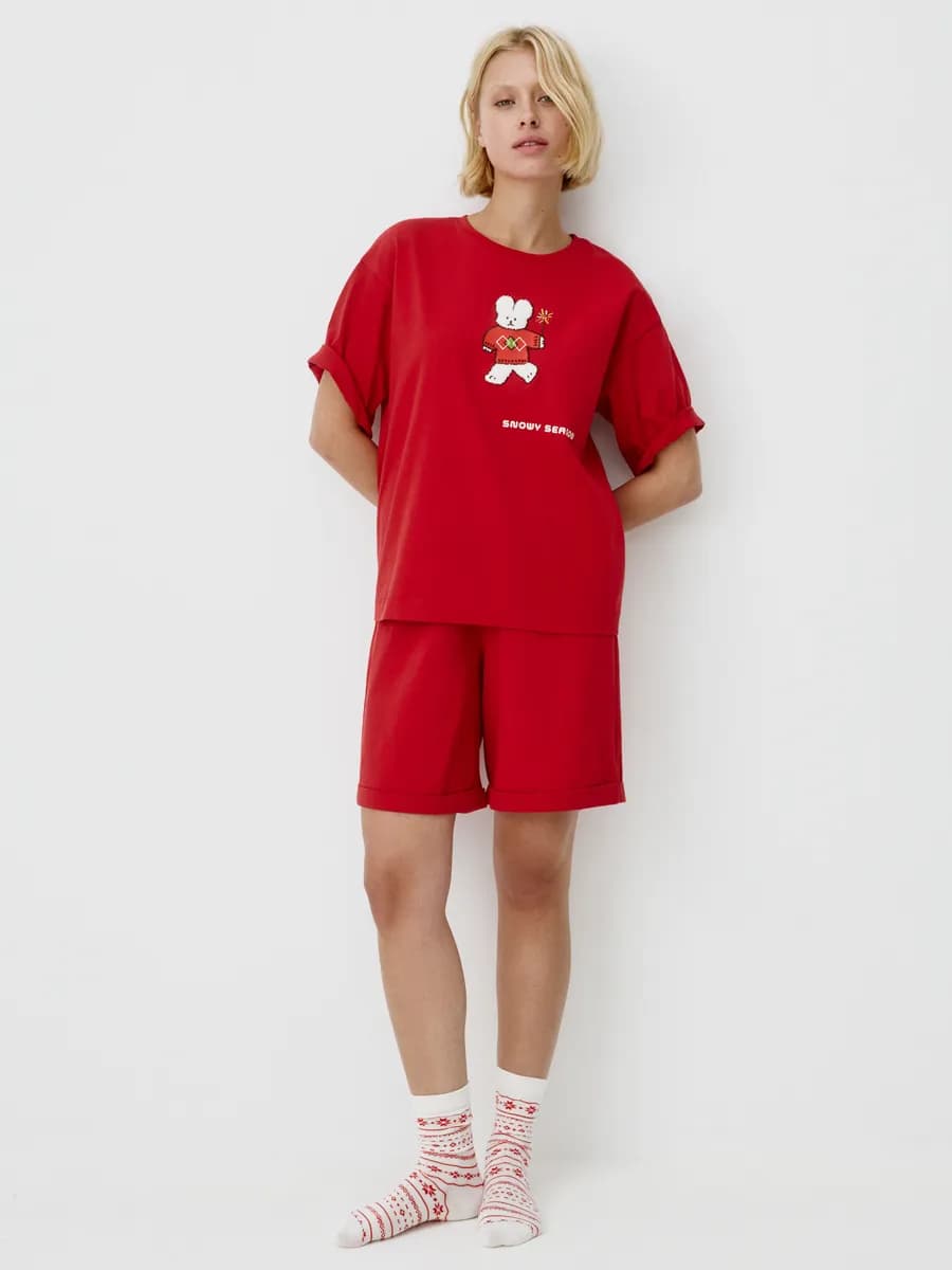 Домашние шорты с патчем на поясе