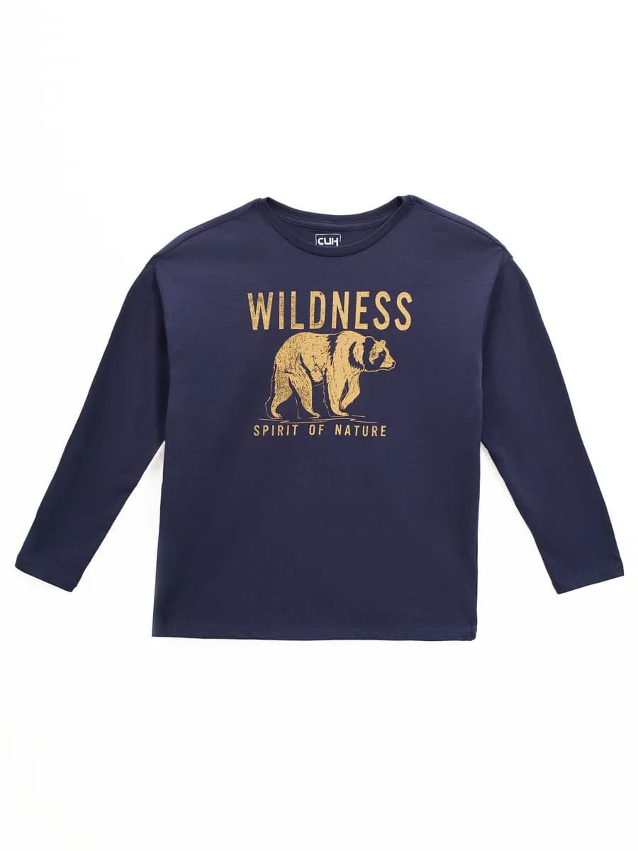 Лонгслив прямого кроя с надписью