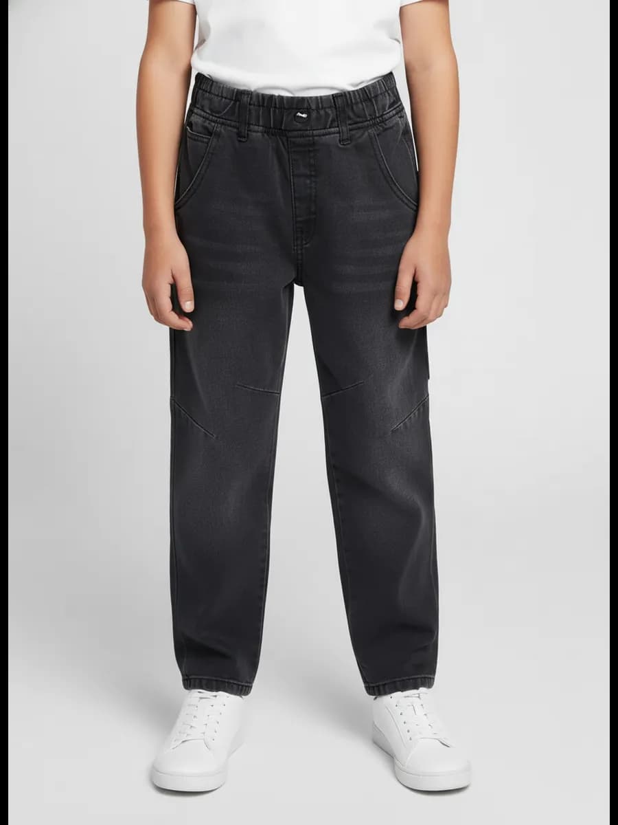 Джинсы в школу на резинке серые