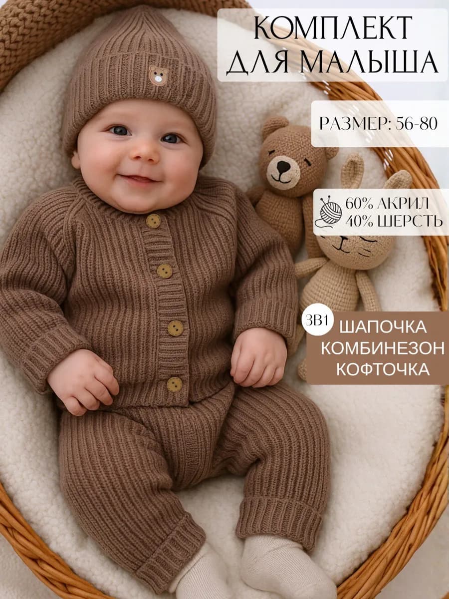 Вязаный костюм для новорожденного малыша