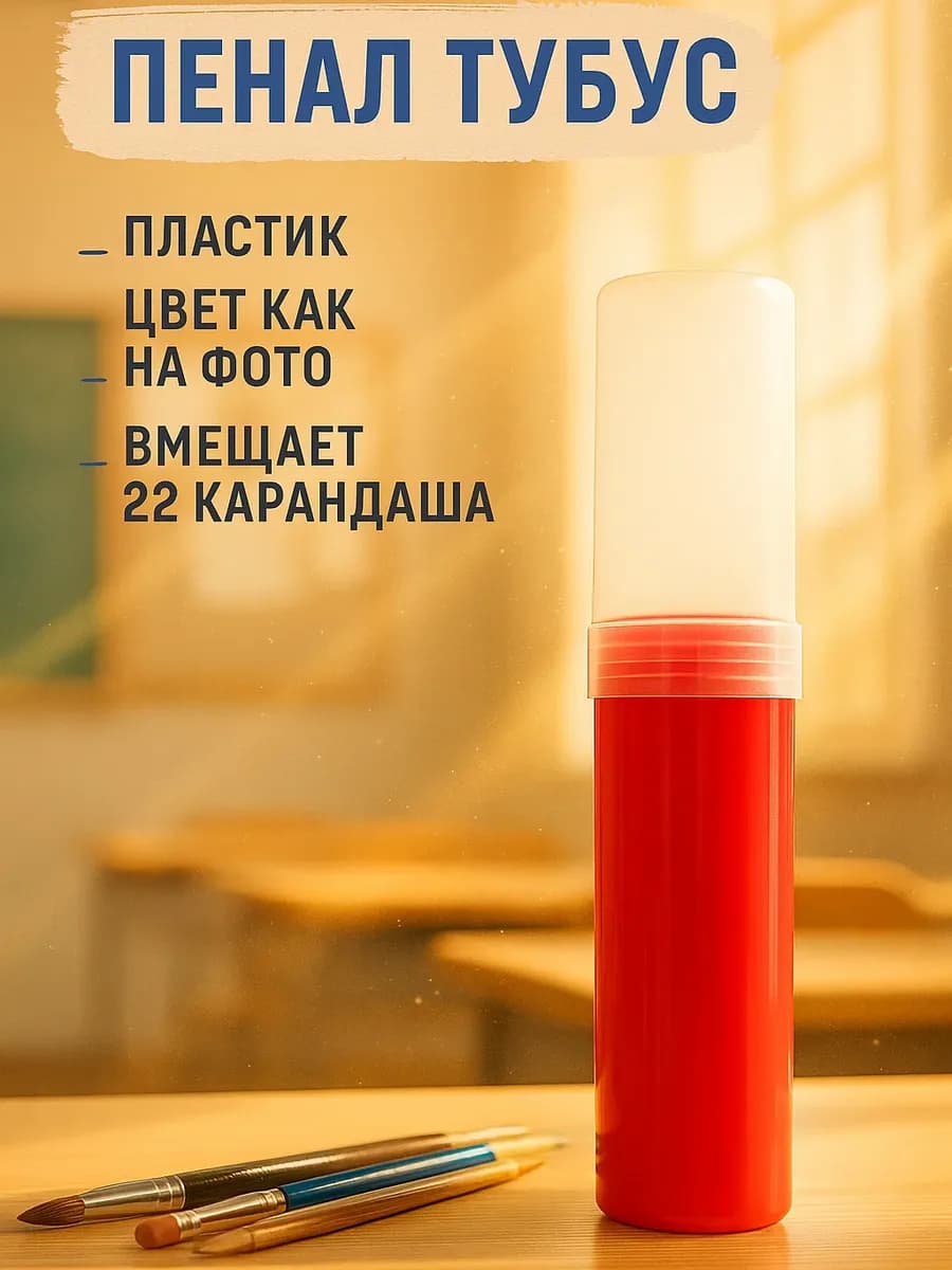 Пенал тубус пластиковый школьный