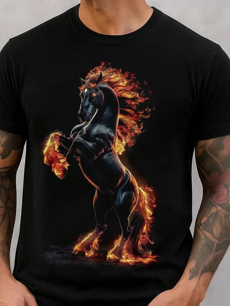 Футболка с принтом лошадь светящаяся