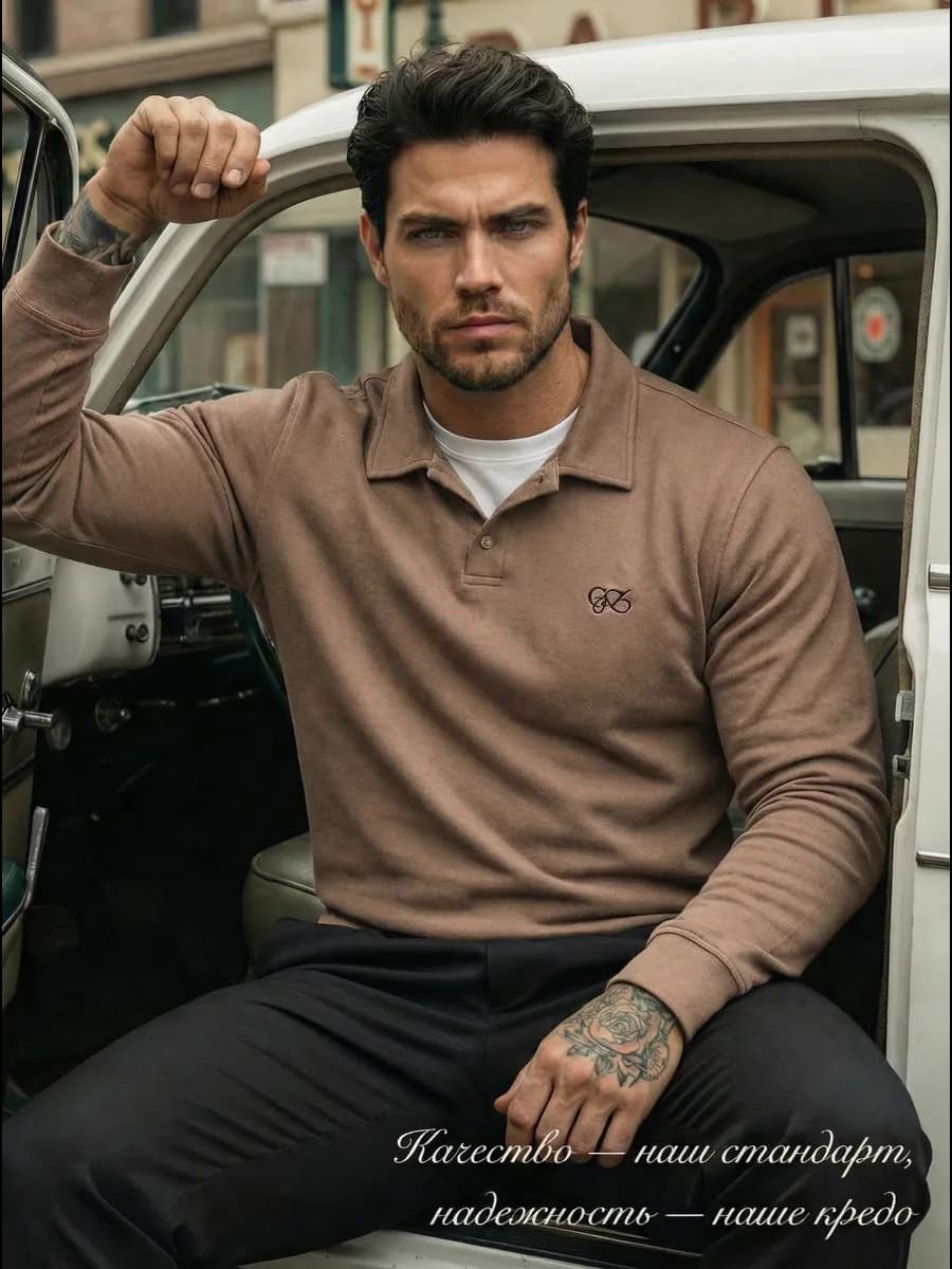 свитшот поло с длинным рукавом