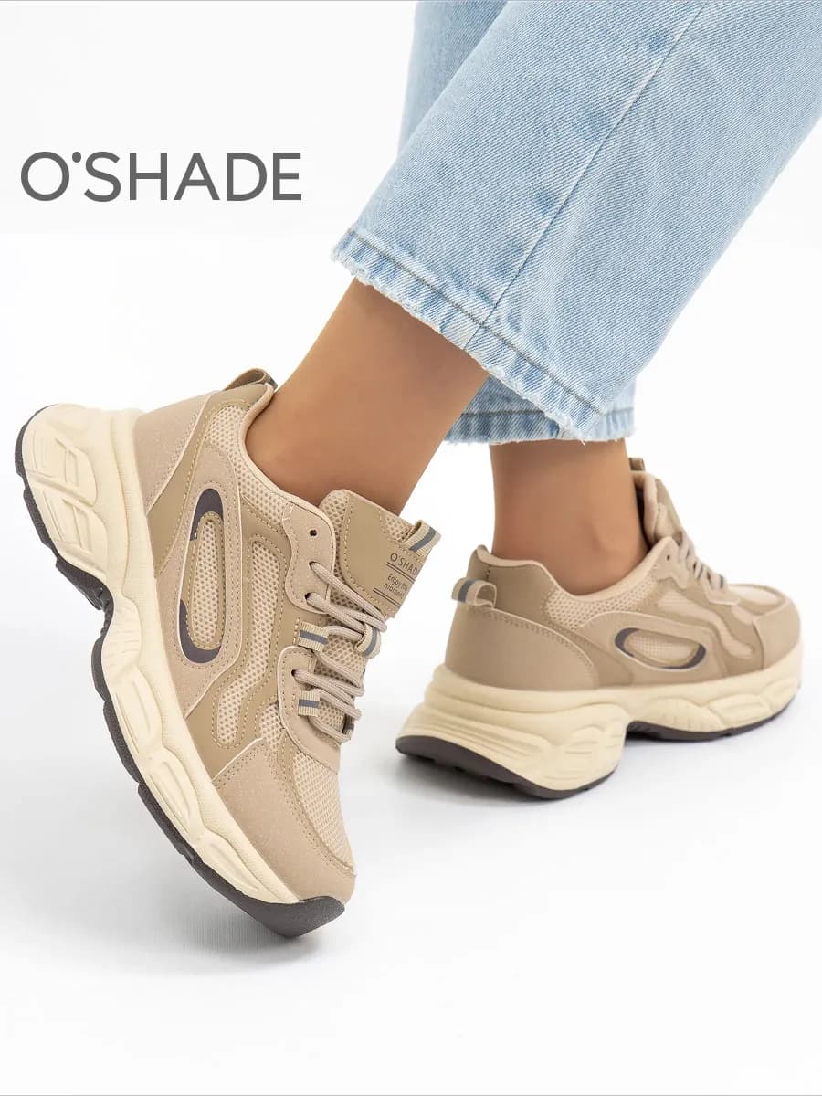 O'SHADE Кроссовки женские на высокой подошве бежевые