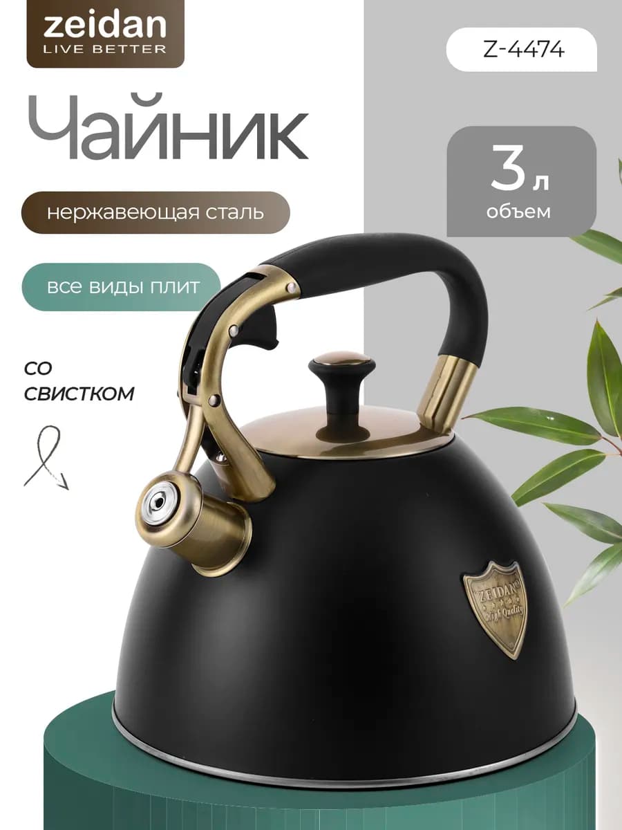 Чайник для плиты со свистком из нержавеющей стали 3 л