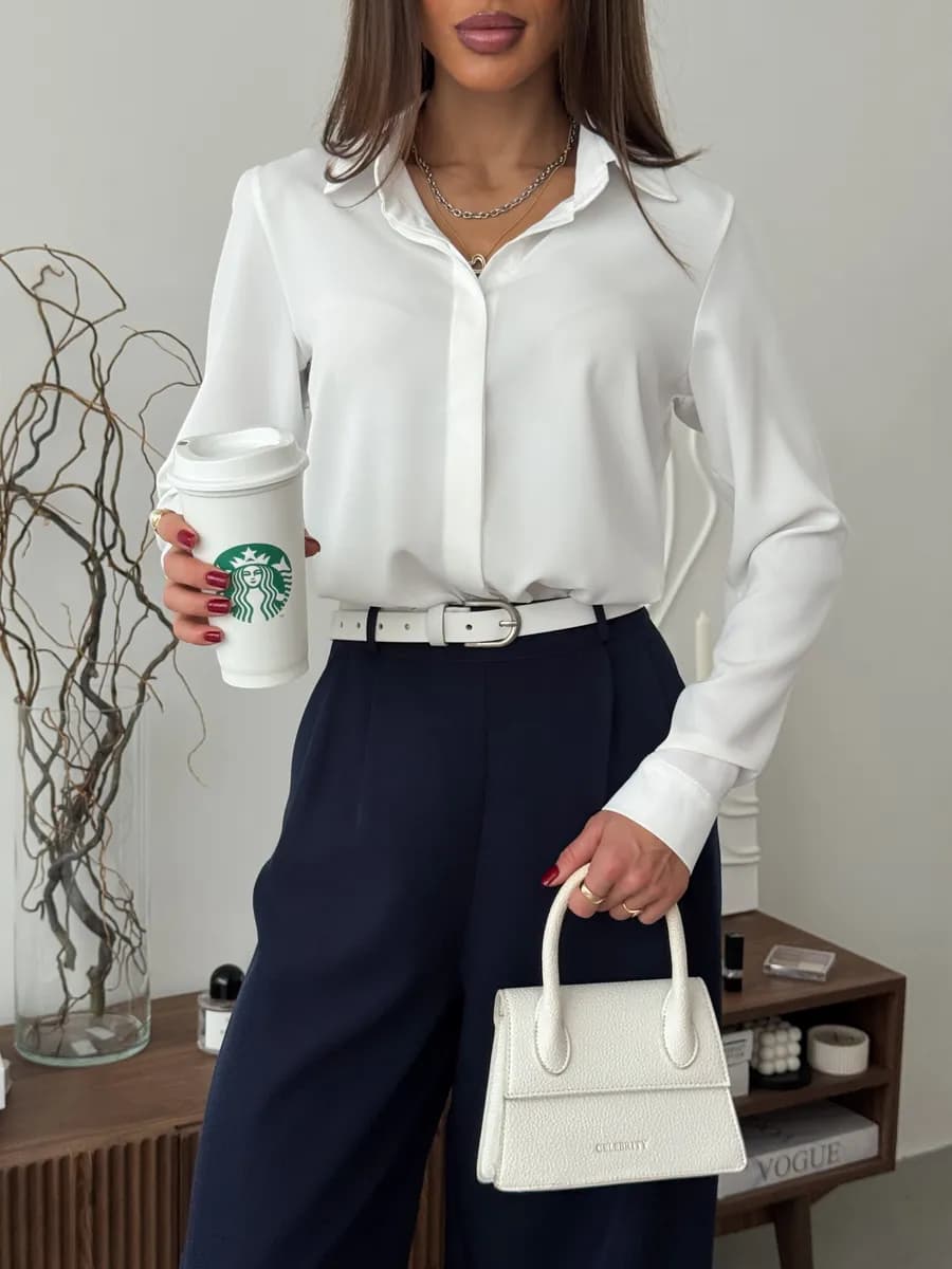 Блузка стильная нарядная офисная с длинным рукавом