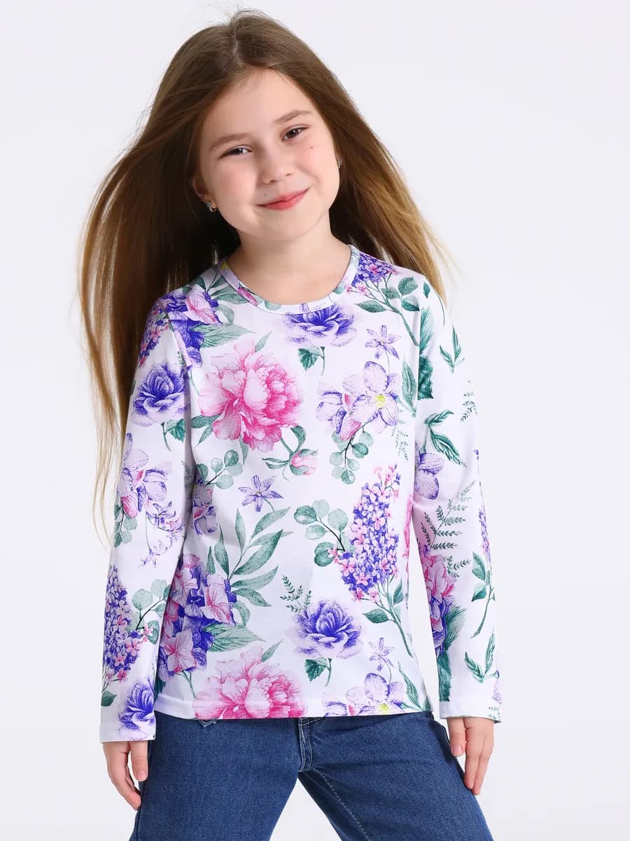 Лонгслив с принтом в садик хлопок 100%