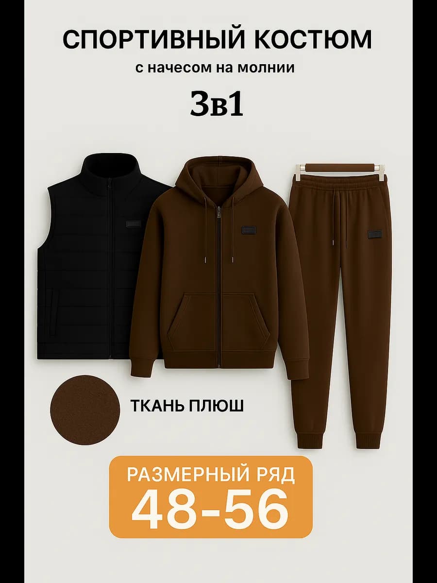 Спортивный костюм на молнии 3в1 вельветовый