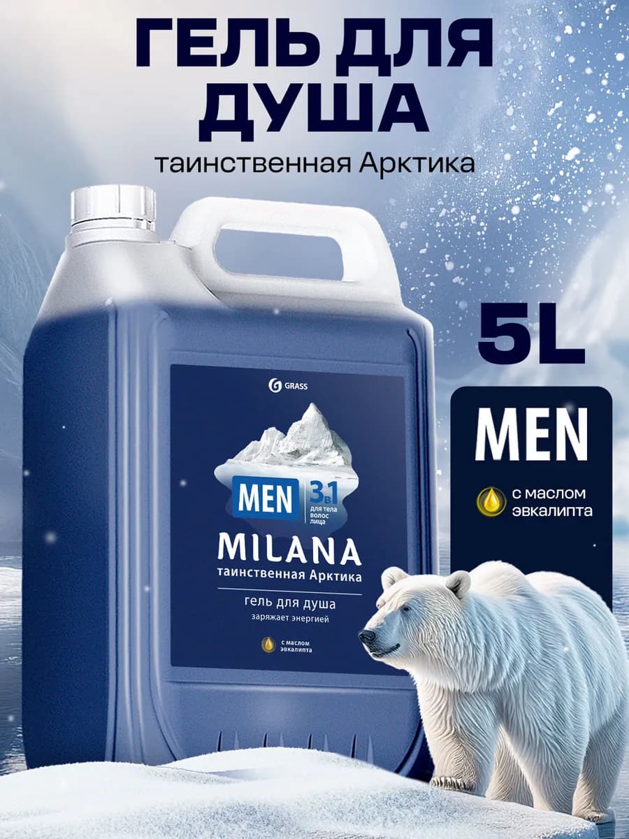Подарок мужчине Гель для душа 5 литров Таинственная арктика