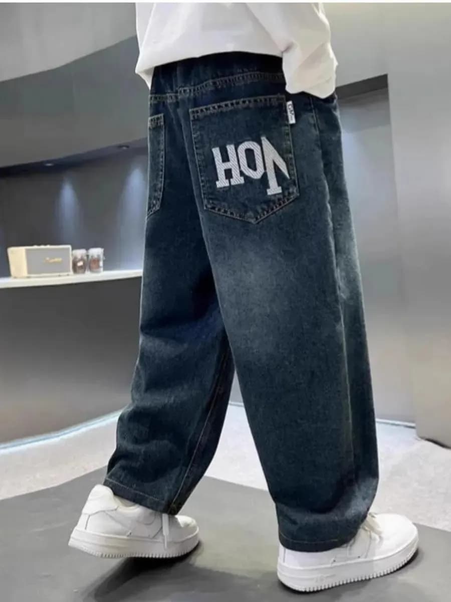 Джинсы на резинке широкие