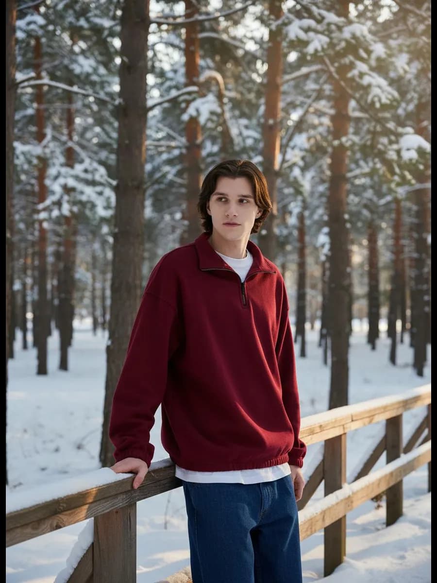 Утепленная толстовка с высоким горлом и начесом