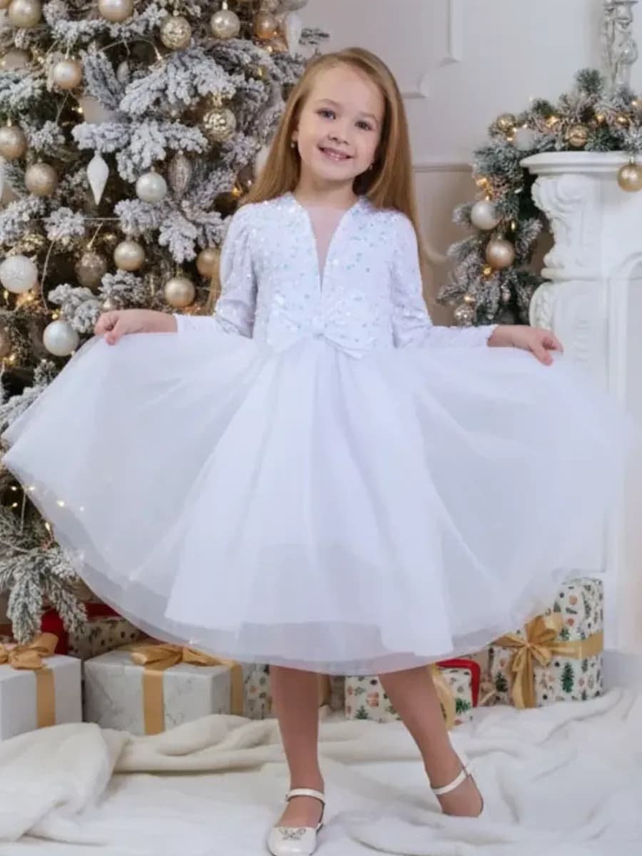 Платье нарядное праздничное пышное снежинка