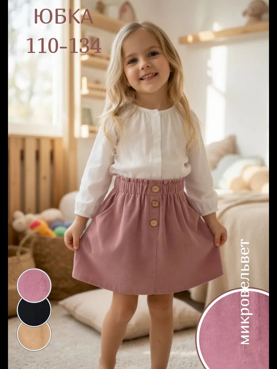 Юбка вельветовая на резинке