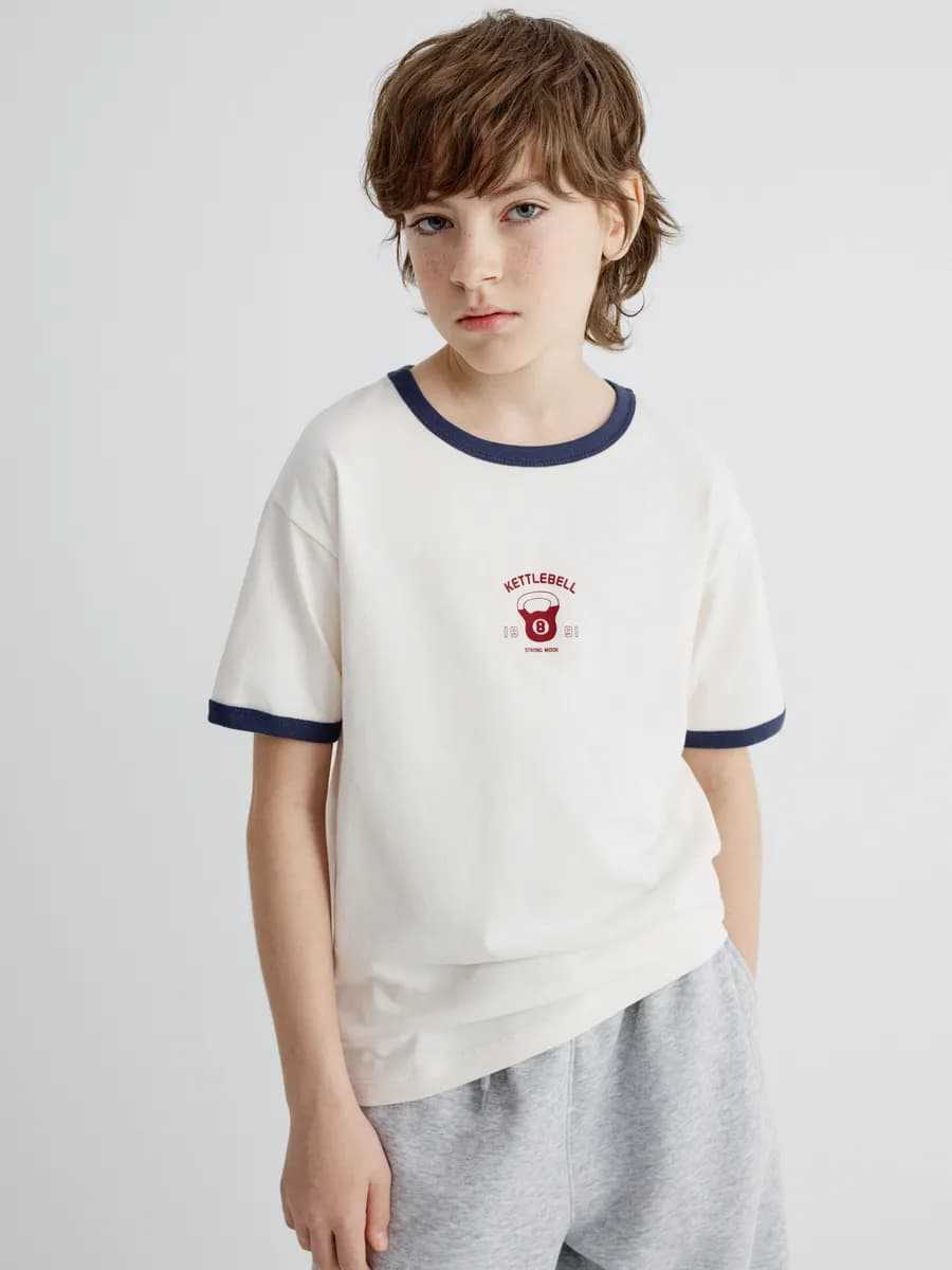 Футболка ретро свободная из хлопка с принтом