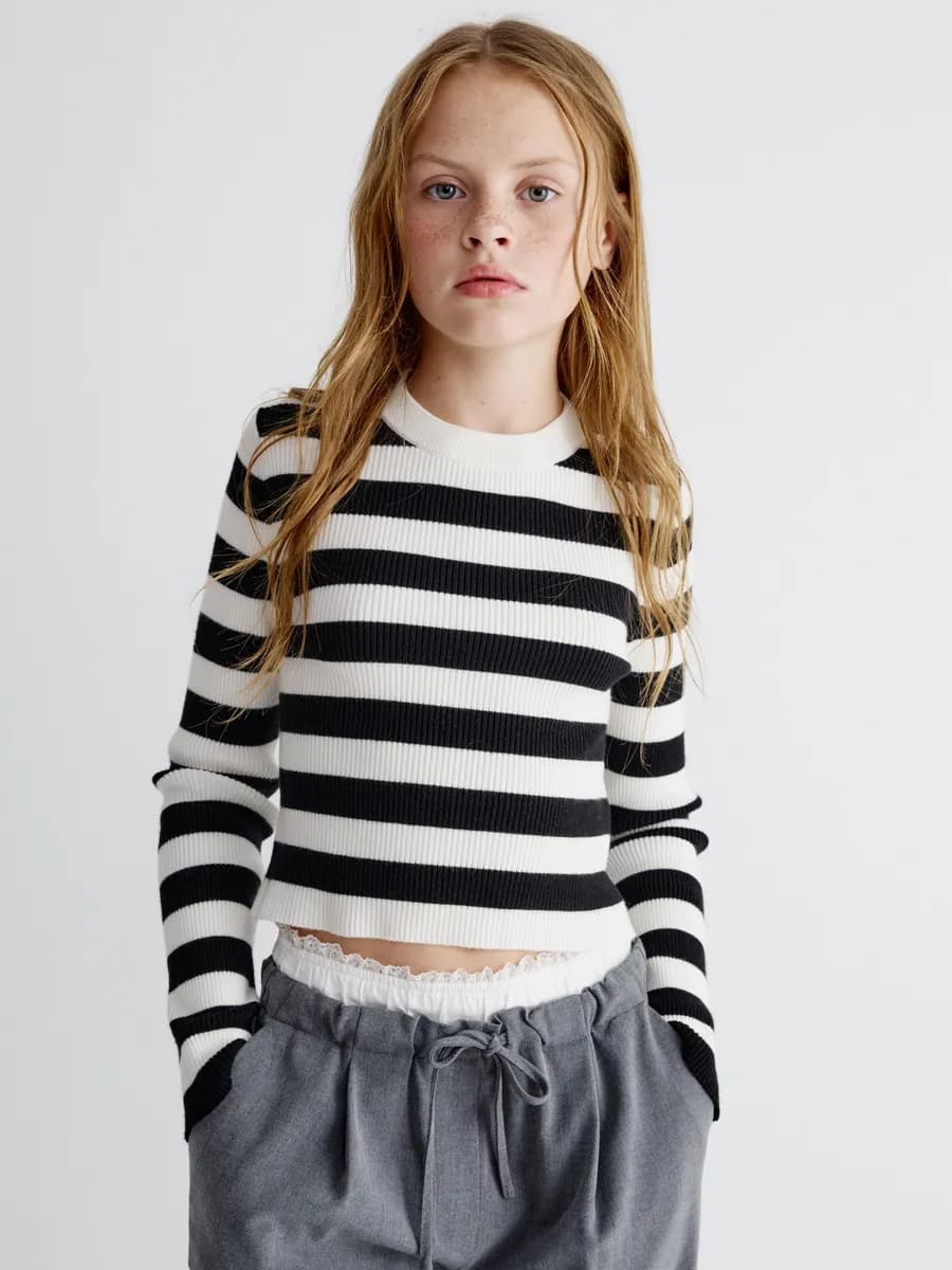 Вязаный джемпер базовый в полоску