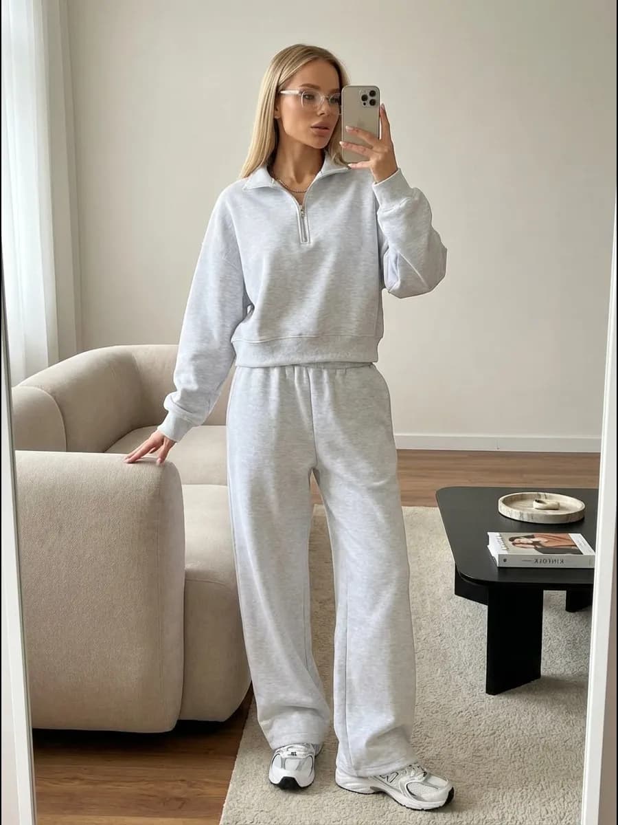 Костюм спортивный на молнии без начеса оверсайз