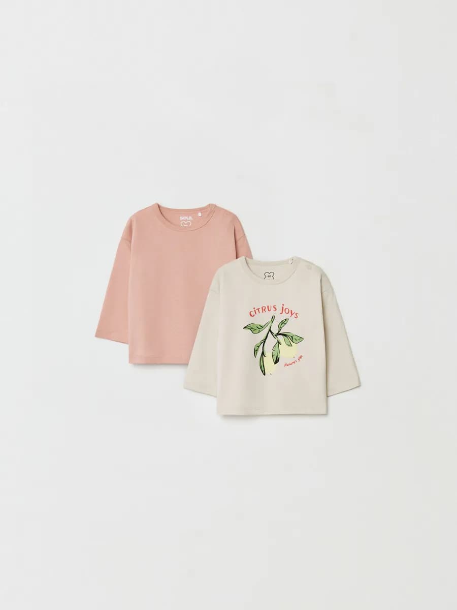 Лонгслив с принтом хлопок набор из 2 шт