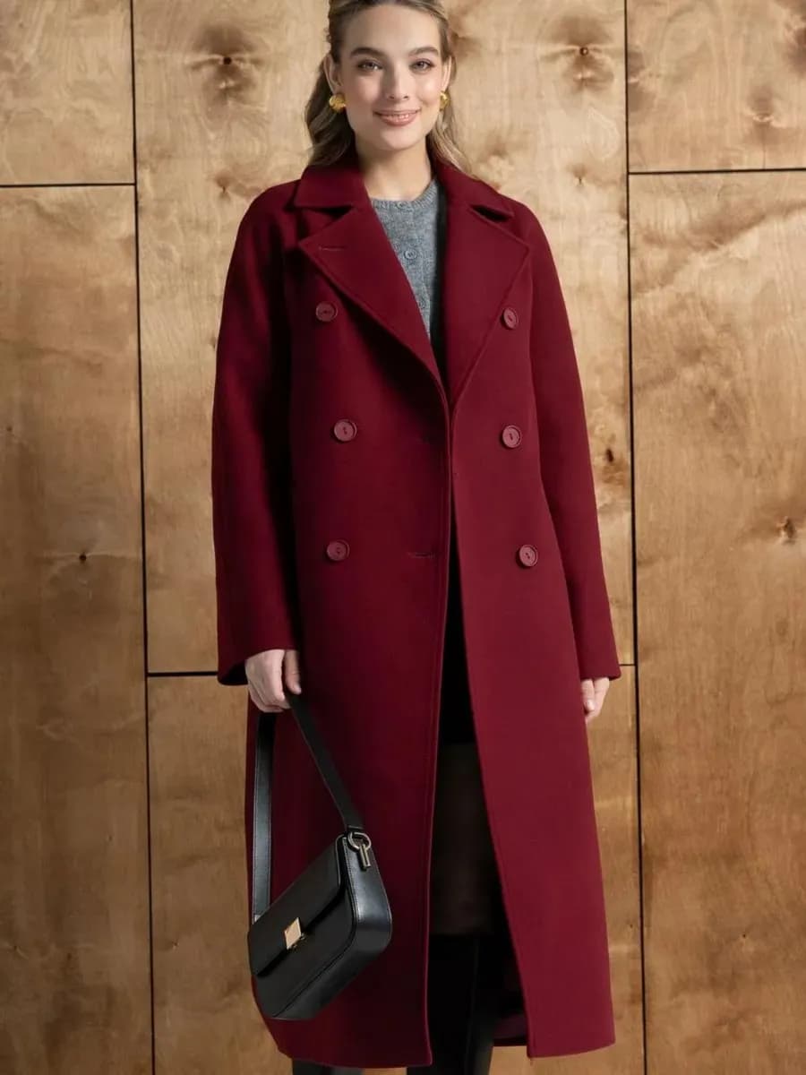 Пальто шерстяное длинное демисезонное