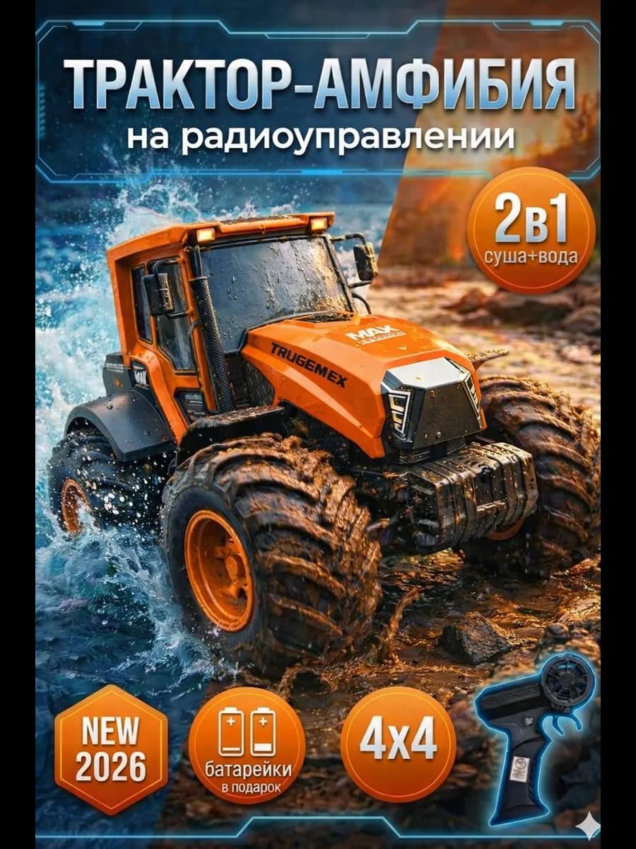 Трактор амфибия машина на радиоуправлении для мальчика