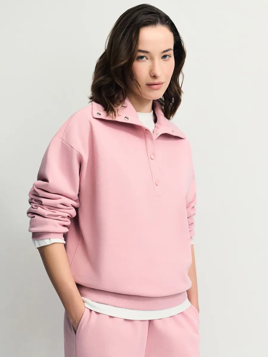 Толстовка базовая с воротником на кнопках прямого кроя