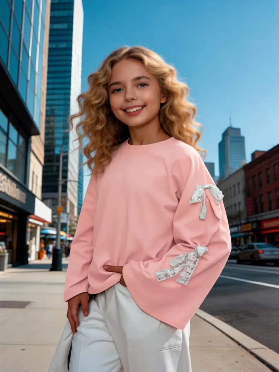 Свитшот лонгслив нарядный джемпер школьный с бантиками