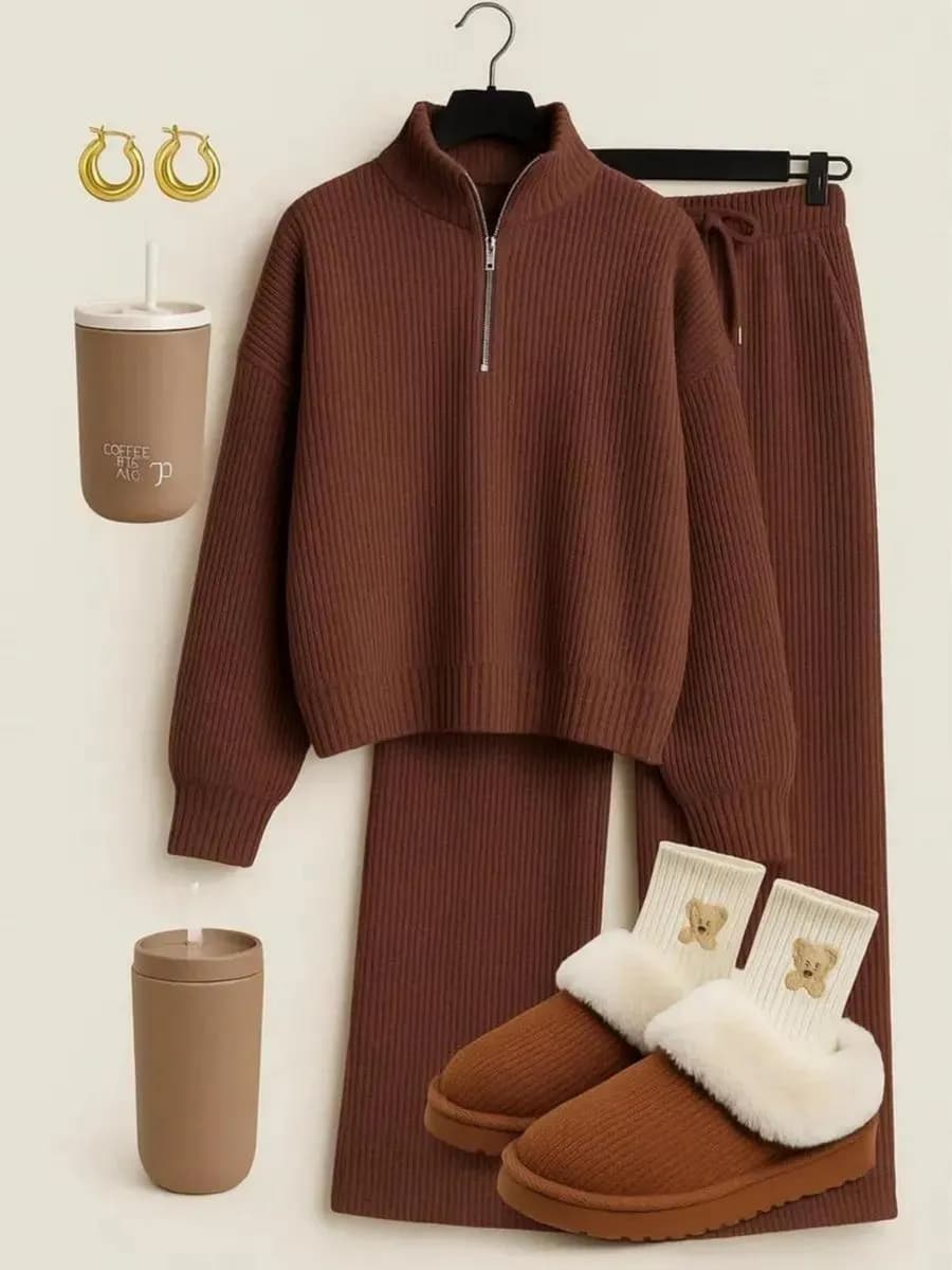 Трикотажный вельветовый костюм