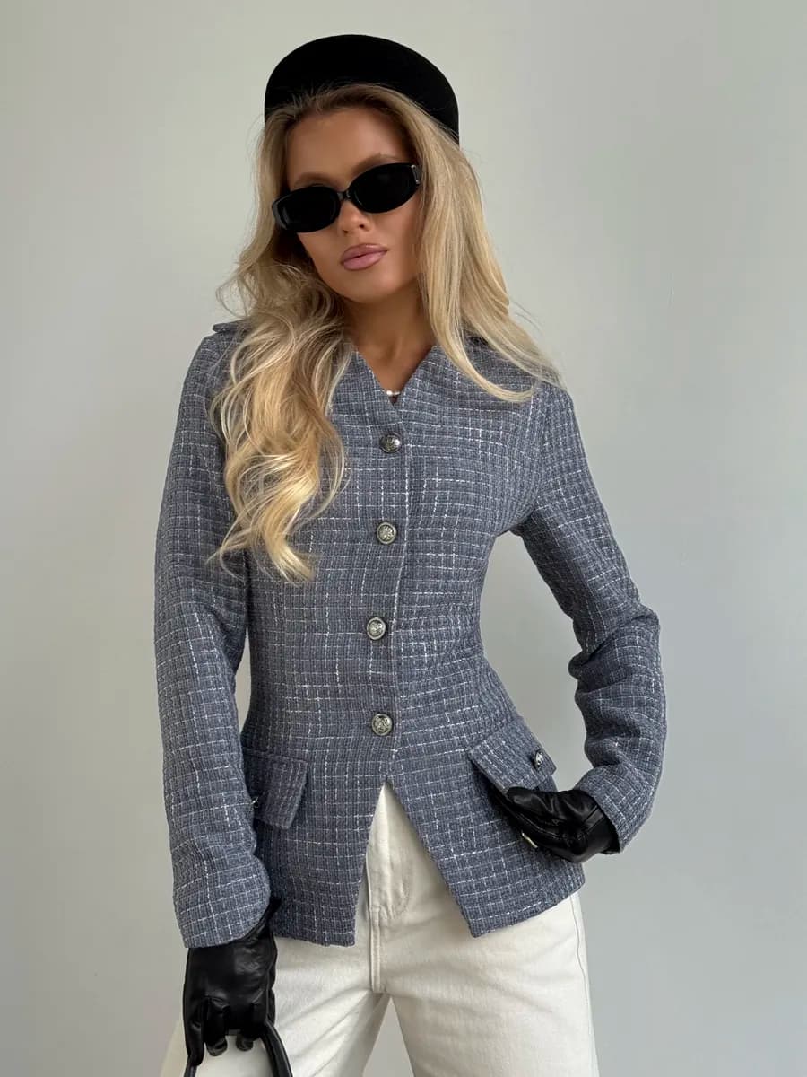 Жакет твидовый приталенный классический