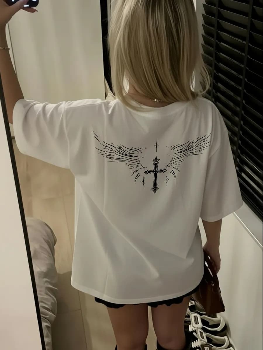 Футболка оверсайз с принтом на спине у2к y2k