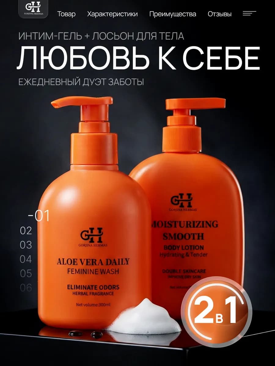 Увлажняющий лосьон для тела и мыло-гель для интимной гигиены