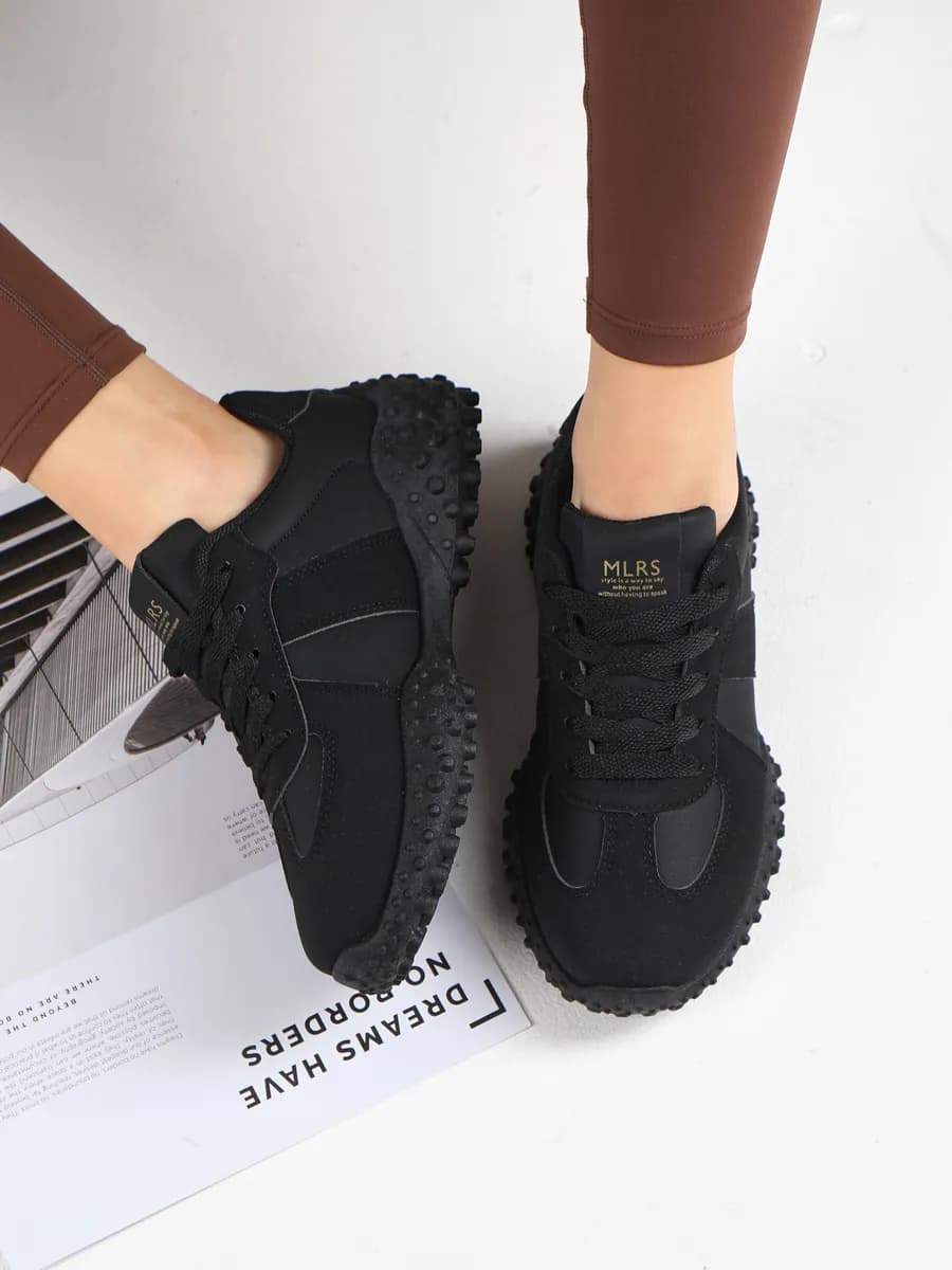 Кроссовки женские летние на платформе черные