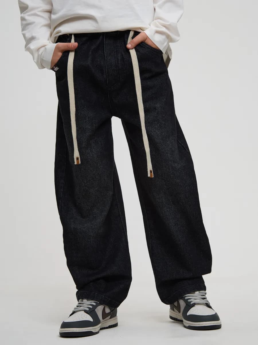 Подростковые широкие Джинсы багги с завязками